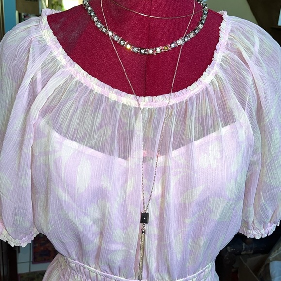 Ann Taylor fact.  Maxi dress  lavender/white floral pattern  sheer/ lining  Sz M - Picture 12 of 16